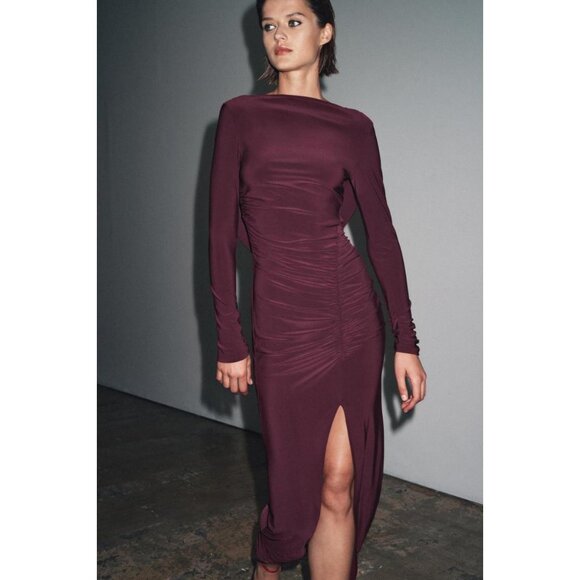 ZARA DRAPED OPEN-BACK DRESS - Picture 2 of 8